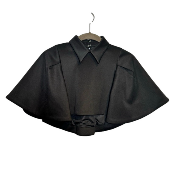 Aisabobo Canada Designer Black Collared Cape Girls Size 7 - Picture 1 of 5